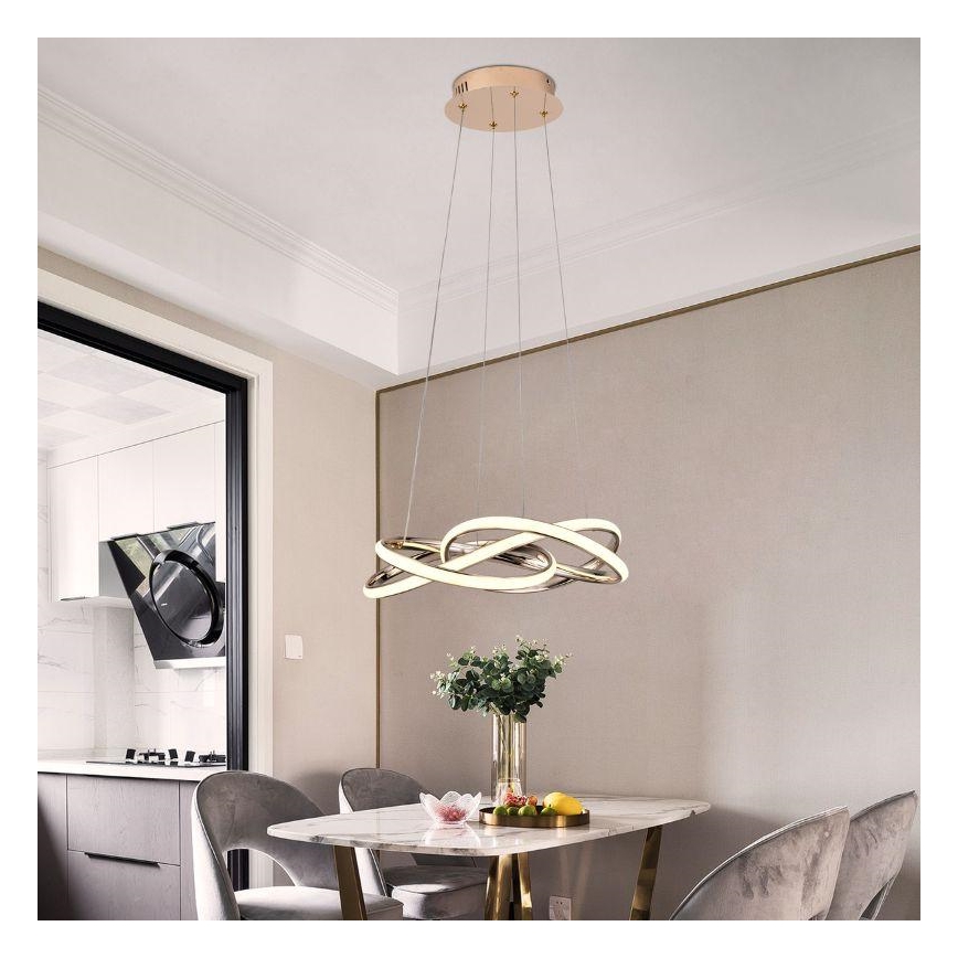 LED Stmívatelný lustr na lanku LED/65W/230V 3000-6500K zlatá + dálkové ovládání