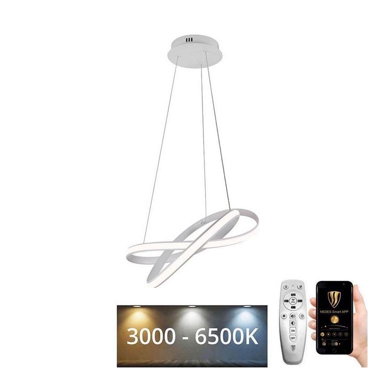 LED Stmívatelný lustr na lanku LED/70W/230V 3000-6500K bílá + dálkové ovládání