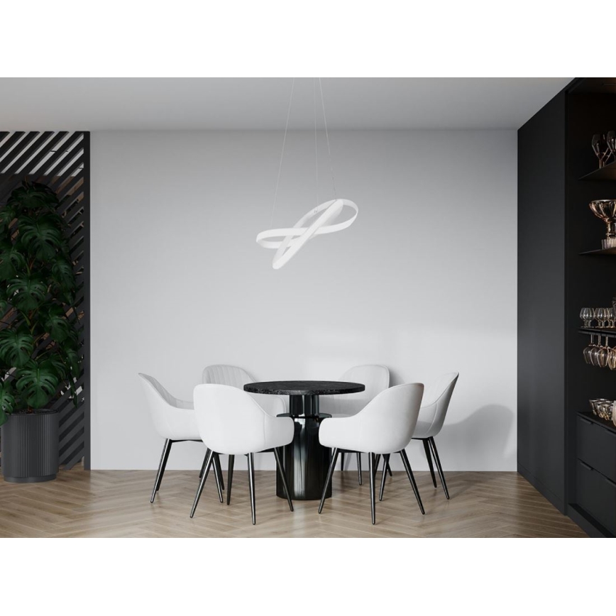 LED Stmívatelný lustr na lanku LED/70W/230V 3000-6500K pr. 55 cm bílá + dálkové ovládání