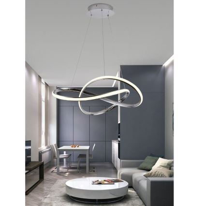 LED Stmívatelný lustr na lanku LED/70W/230V 3000-6500K pr. 60 cm lesklý chrom + dálkové ovládání