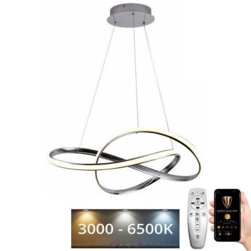 LED Stmívatelný lustr na lanku LED/70W/230V 3000-6500K lesklý chrom + dálkové ovládání