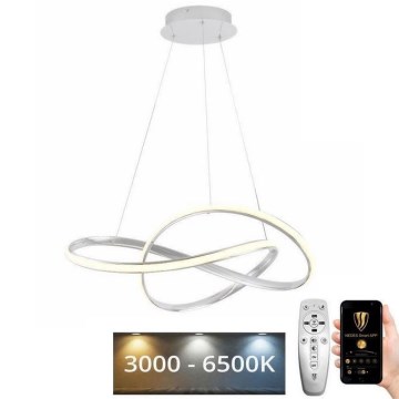 LED Stmívatelný lustr na lanku LED/70W/230V 3000-6500K pr. 60 cm bílá + dálkové ovládání