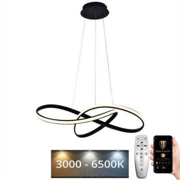 LED Stmívatelný lustr na lanku LED/70W/230V 3000-6500K pr. 60 cm černá + dálkové ovládání