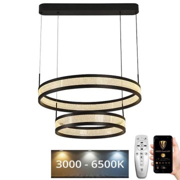 LED Stmívatelný lustr na lanku LED/70W/230V 3000-6500K pr. 60 cm černá + dálkové ovládání