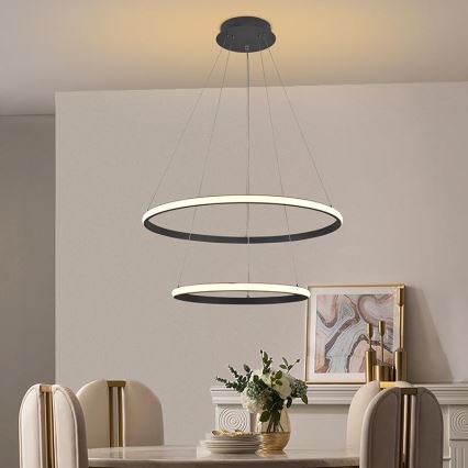 LED Stmívatelný lustr na lanku LED/75W/230V 3000-6500K pr. 60 cm + dálkové ovládání