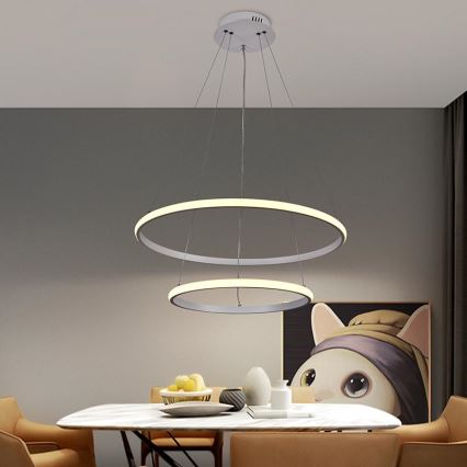 LED Stmívatelný lustr na lanku LED/75W/230V 3000-6500K pr. 60 cm + dálkové ovládání
