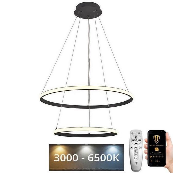 LED Stmívatelný lustr na lanku LED/75W/230V 3000-6500K pr. 60 cm + dálkové ovládání