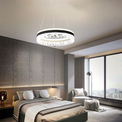LED Stmívatelný lustr na lanku LED/80W/230V 3000-6500K bílá + dálkové ovládání