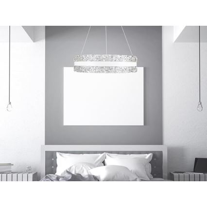 LED Stmívatelný křišťálový lustr na lanku LED/80W/230V 3000-6500K bílá + dálkové ovládání