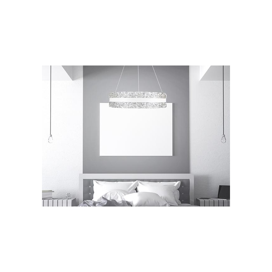 LED Stmívatelný křišťálový lustr na lanku LED/80W/230V 3000-6500K bílá + dálkové ovládání