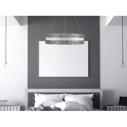 LED Stmívatelný křišťálový lustr na lanku LED/80W/230V 3000-6500K bílá + dálkové ovládání