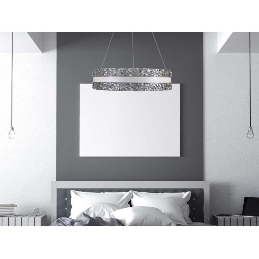 LED Stmívatelný křišťálový lustr na lanku LED/80W/230V 3000-6500K bílá + dálkové ovládání