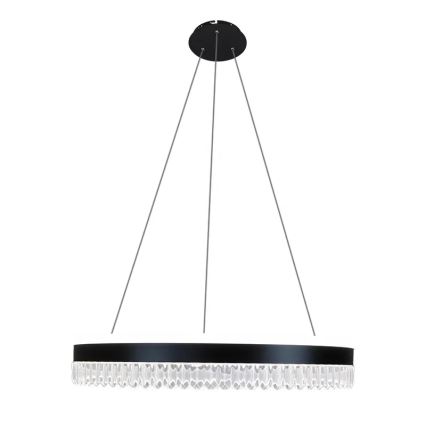 LED Stmívatelný křišťálový lustr na lanku LED/80W/230V 3000-6500K černá + dálkové ovládání