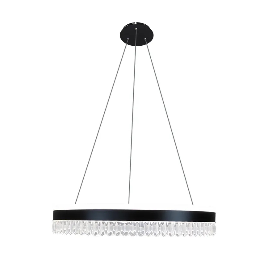 LED Stmívatelný křišťálový lustr na lanku LED/80W/230V 3000-6500K černá + dálkové ovládání
