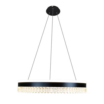 LED Stmívatelný křišťálový lustr na lanku LED/80W/230V 3000-6500K černá + dálkové ovládání