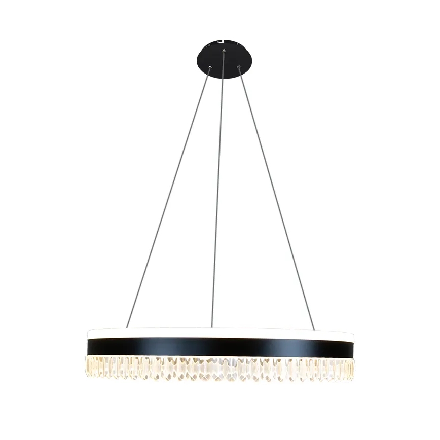 LED Stmívatelný křišťálový lustr na lanku LED/80W/230V 3000-6500K černá + dálkové ovládání