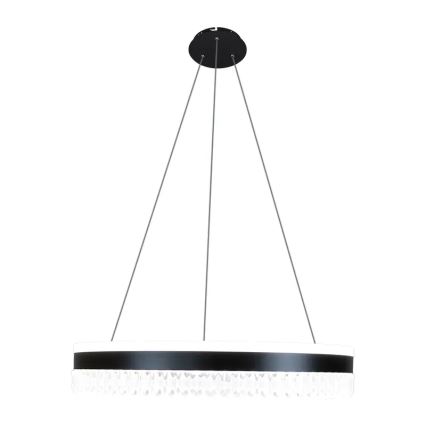 LED Stmívatelný křišťálový lustr na lanku LED/80W/230V 3000-6500K černá + dálkové ovládání