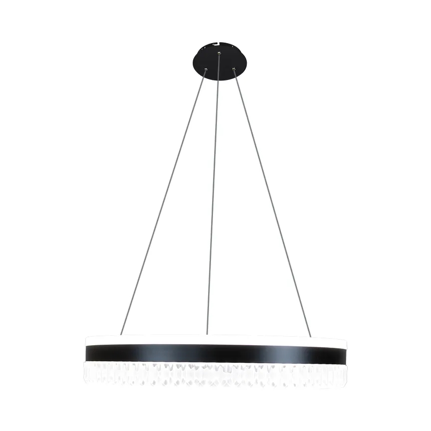 LED Stmívatelný křišťálový lustr na lanku LED/80W/230V 3000-6500K černá + dálkové ovládání