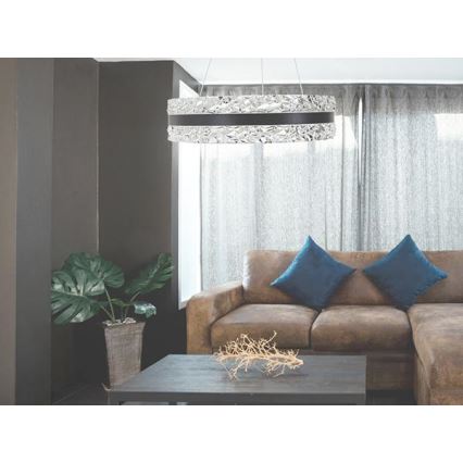 LED Stmívatelný křišťálový lustr na lanku LED/80W/230V 3000-6500K černá + dálkové ovládání