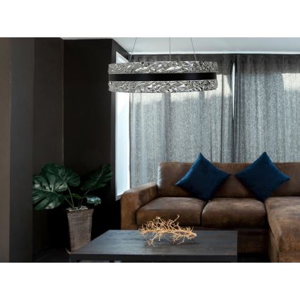 LED Stmívatelný křišťálový lustr na lanku LED/80W/230V 3000-6500K černá + dálkové ovládání
