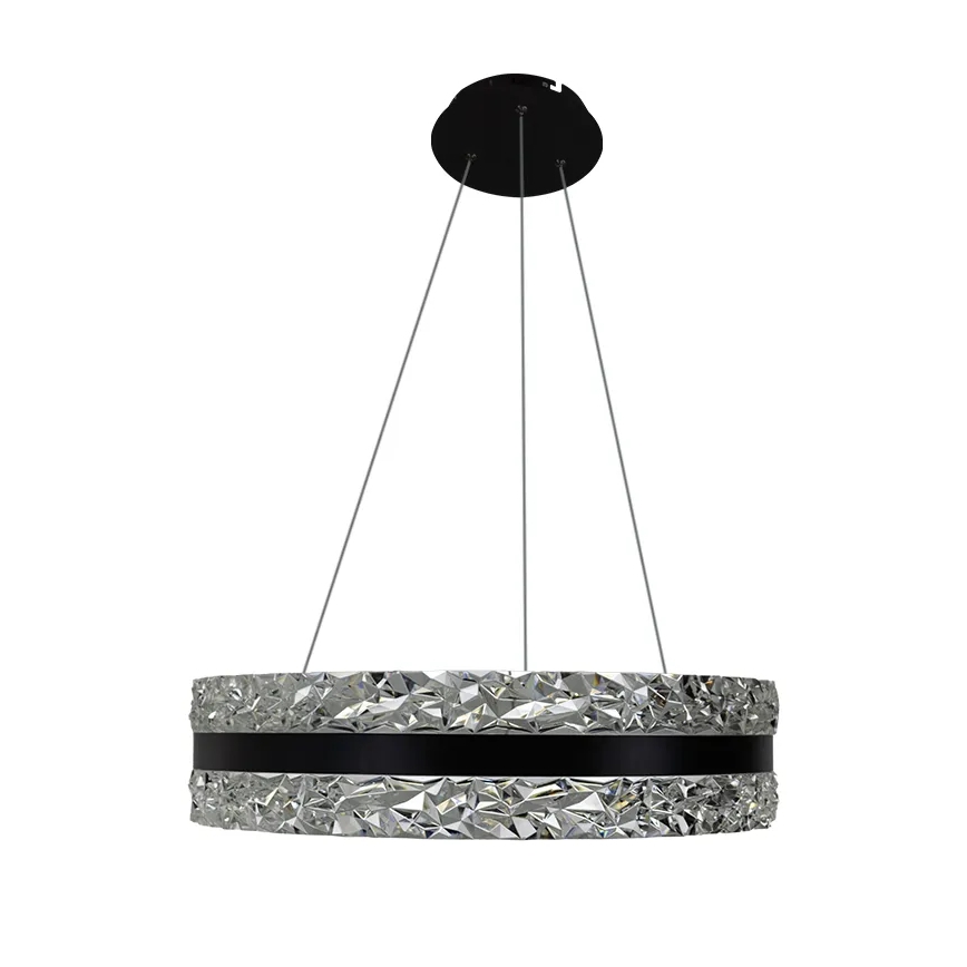 LED Stmívatelný křišťálový lustr na lanku LED/80W/230V 3000-6500K černá + dálkové ovládání