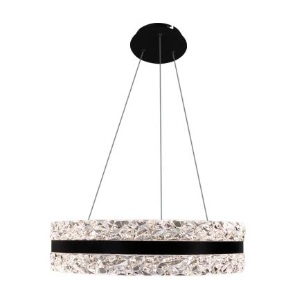 LED Stmívatelný křišťálový lustr na lanku LED/80W/230V 3000-6500K černá + dálkové ovládání