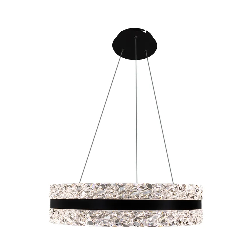 LED Stmívatelný křišťálový lustr na lanku LED/80W/230V 3000-6500K černá + dálkové ovládání