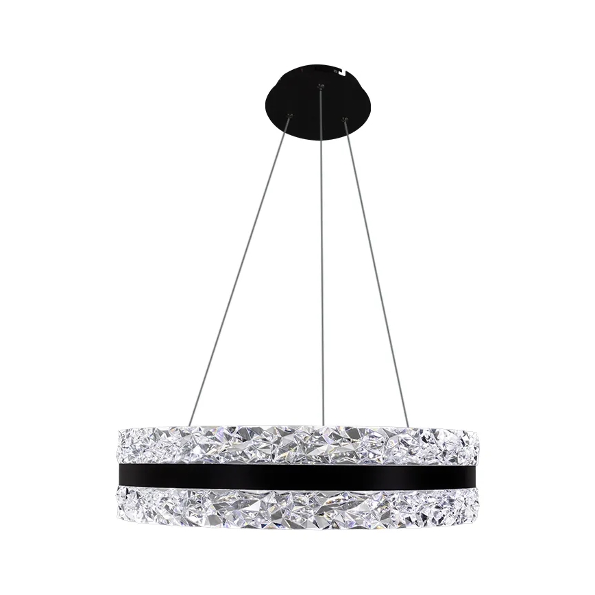 LED Stmívatelný křišťálový lustr na lanku LED/80W/230V 3000-6500K černá + dálkové ovládání