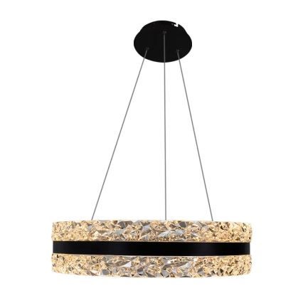 LED Stmívatelný křišťálový lustr na lanku LED/80W/230V 3000-6500K černá + dálkové ovládání