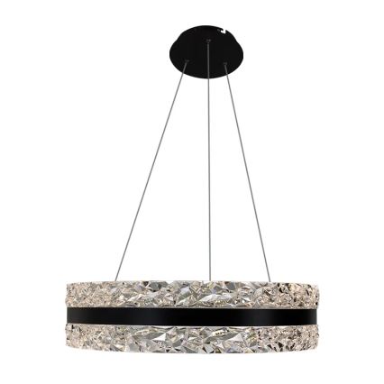 LED Stmívatelný křišťálový lustr na lanku LED/80W/230V 3000-6500K černá + dálkové ovládání