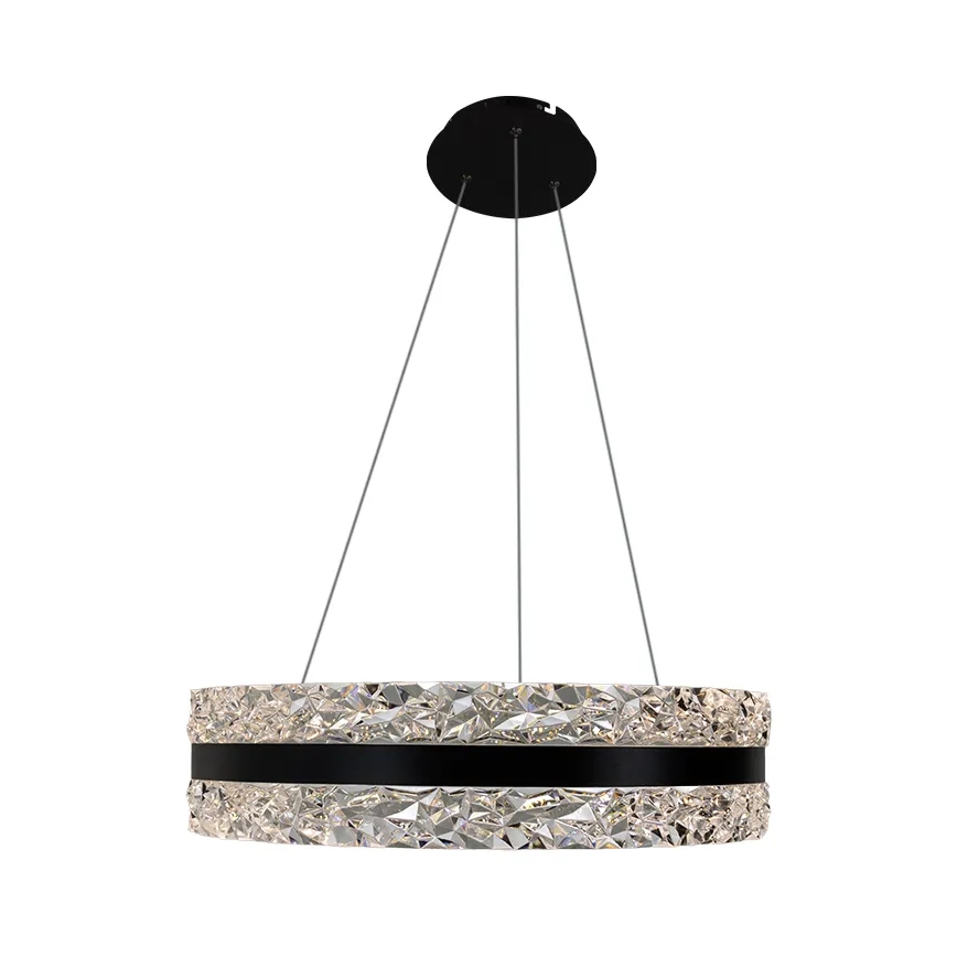 LED Stmívatelný křišťálový lustr na lanku LED/80W/230V 3000-6500K černá + dálkové ovládání