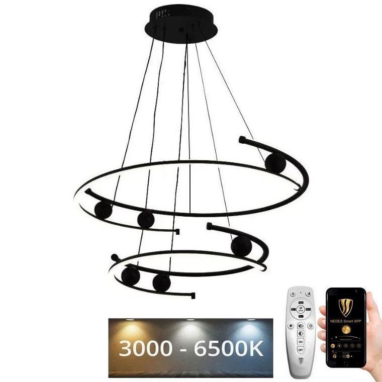 LED Stmívatelný lustr na lanku LED/80W/230V 3000-6500K pr. 60 cm + dálkové ovládání