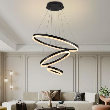 LED Stmívatelný lustr na lanku LED/85W/230V 3000-6500K pr. 60 cm + dálkové ovládání
