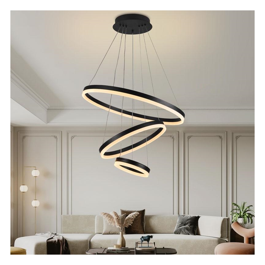 LED Stmívatelný lustr na lanku LED/85W/230V 3000-6500K pr. 60 cm + dálkové ovládání