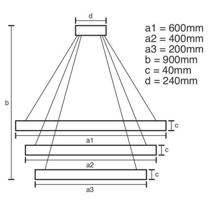 LED Stmívatelný lustr na lanku LED/85W/230V 3000-6500K pr. 60 cm + dálkové ovládání