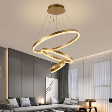 LED Stmívatelný lustr na lanku LED/85W/230V 3000-6500K pr. 60 cm + dálkové ovládání