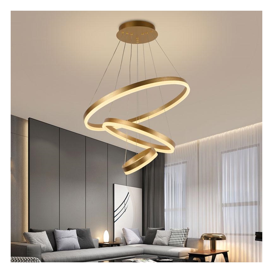 LED Stmívatelný lustr na lanku LED/85W/230V 3000-6500K pr. 60 cm + dálkové ovládání