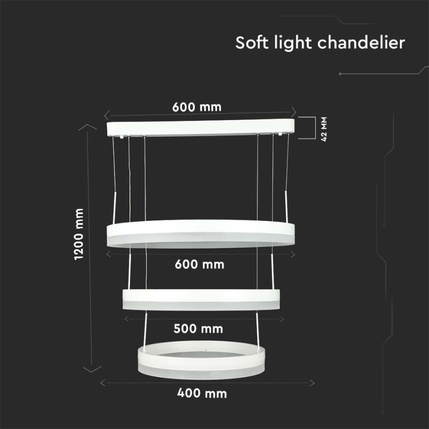 LED Stmívatelný lustr na lanku LED/86W/230V 3000K bílá