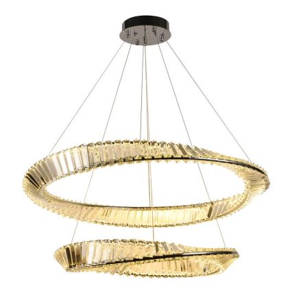 LED Stmívatelný křišťálový lustr na lanku LED/90W/230V 3000-6500K lesklý chrom + dálkové ovládání