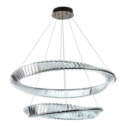 LED Stmívatelný křišťálový lustr na lanku LED/90W/230V 3000-6500K lesklý chrom + dálkové ovládání
