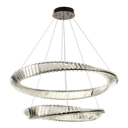 LED Stmívatelný křišťálový lustr na lanku LED/90W/230V 3000-6500K lesklý chrom + dálkové ovládání