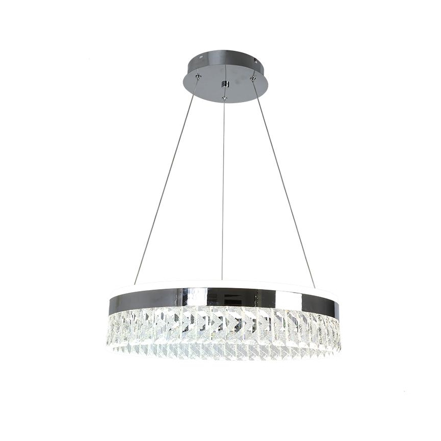 LED Stmívatelný křišťálový lustr na lanku LED/90W/230V 3000-6500K lesklý chrom + dálkové ovládání