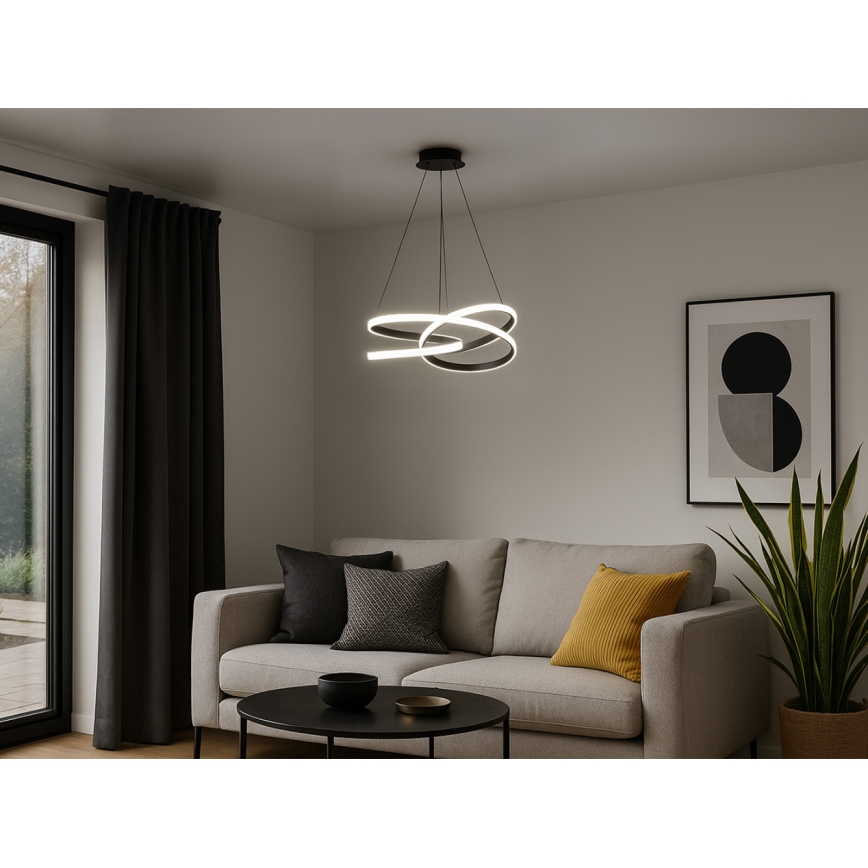 LED Stmívatelný lustr na lanku LED/90W/230V 3000-6500K pr. 47 cm + dálkové ovládání