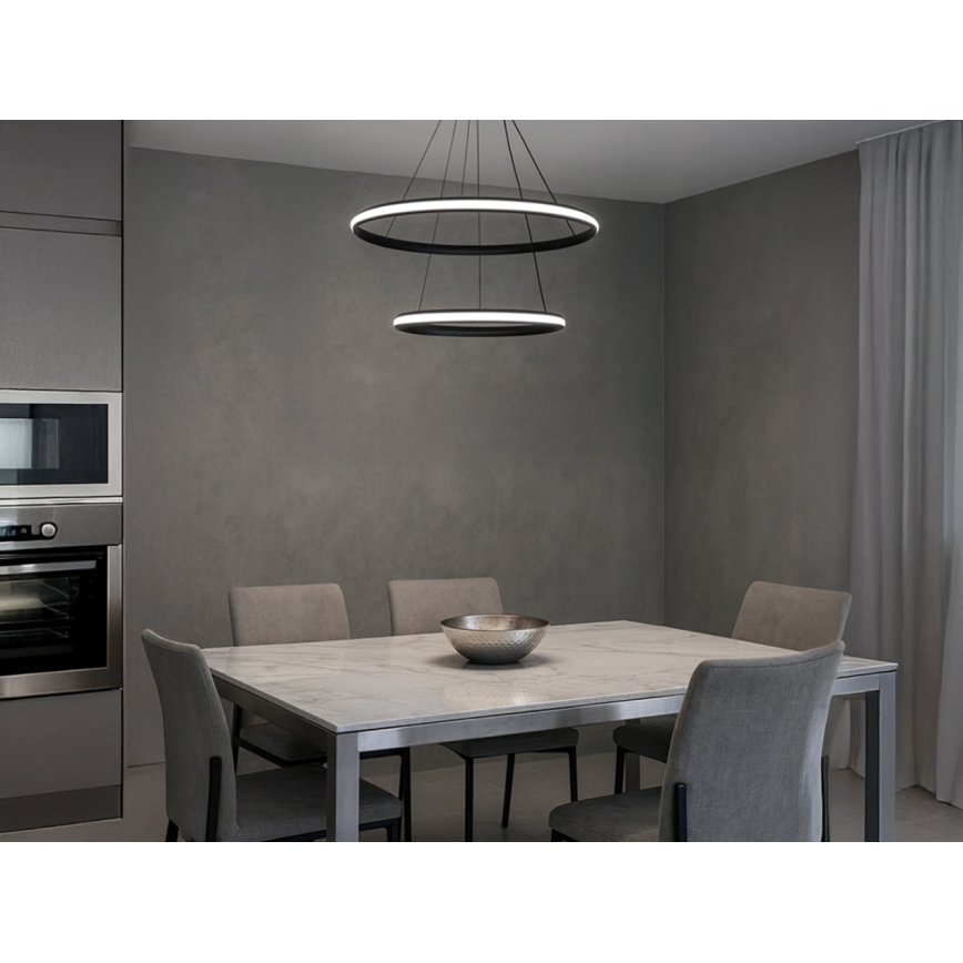 LED Stmívatelný lustr na lanku LED/90W/230V 3000-6500K pr. 60 cm + dálkové ovládání
