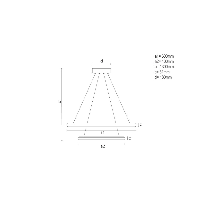 LED Stmívatelný lustr na lanku LED/90W/230V 3000-6500K pr. 60 cm + dálkové ovládání