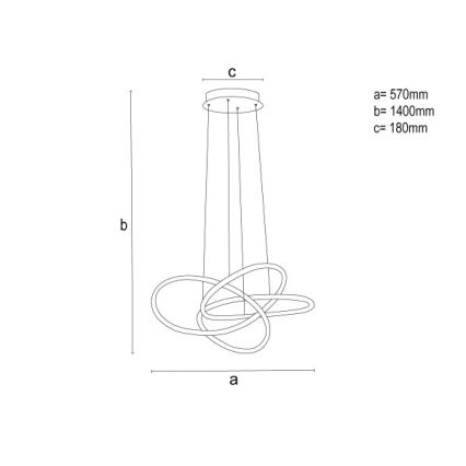 LED Stmívatelný lustr na lanku LED/95W/230V 3000-6500K pr. 57 cm + dálkové ovládání
