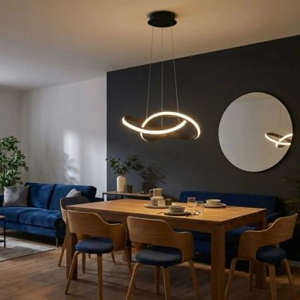 LED Stmívatelný lustr na lanku SALO LED/28W/230V 3000K černá
