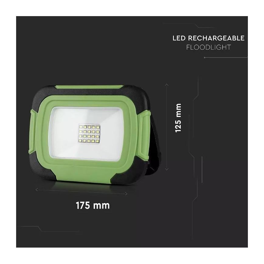 LED Stmívatelný nabíjecí reflektor SAMSUNG CHIP + funkce SOS LED/20W/3,7V/USB IP44 4000K 7200 mAh zelená