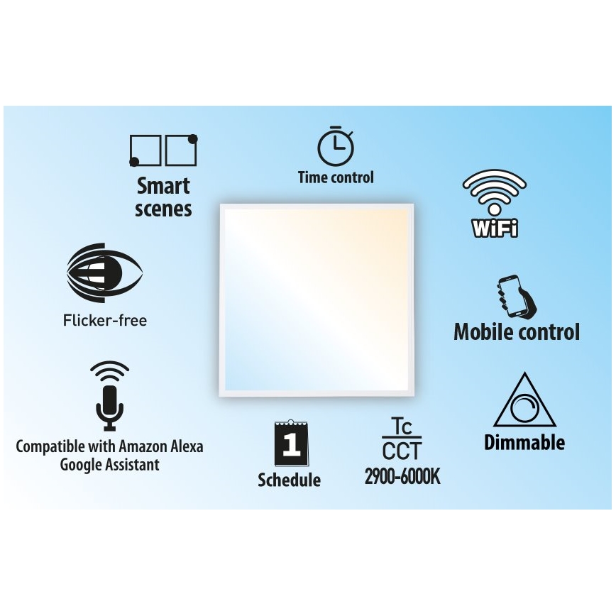 LED Stmívatelný podhledový panel LIBRA LED/40W/230V 2900-6000K Wi-Fi Tuya