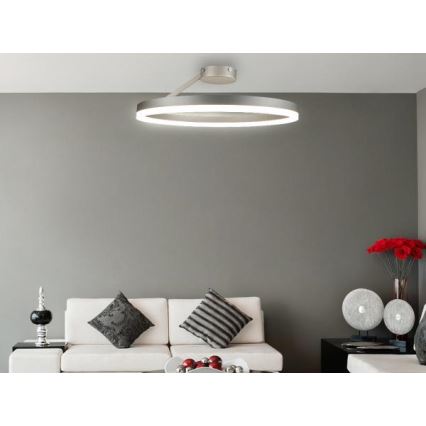 LED Stmívatelný přisazený lustr LED/40W/230V 3000-6500K matný chrom + dálkové ovládání